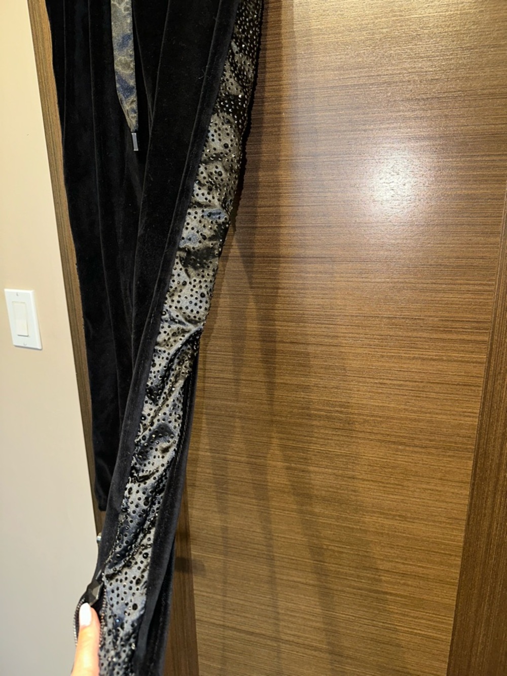 Philipp Plein Black Velvet pants with Logo Hex Patch with stones one of a kind S
